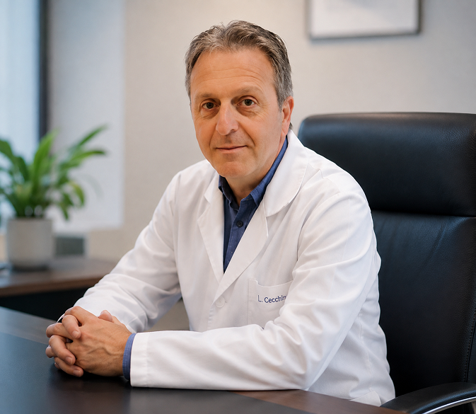 Retrat del Dr. Lluís Cecchini a la seva consulta